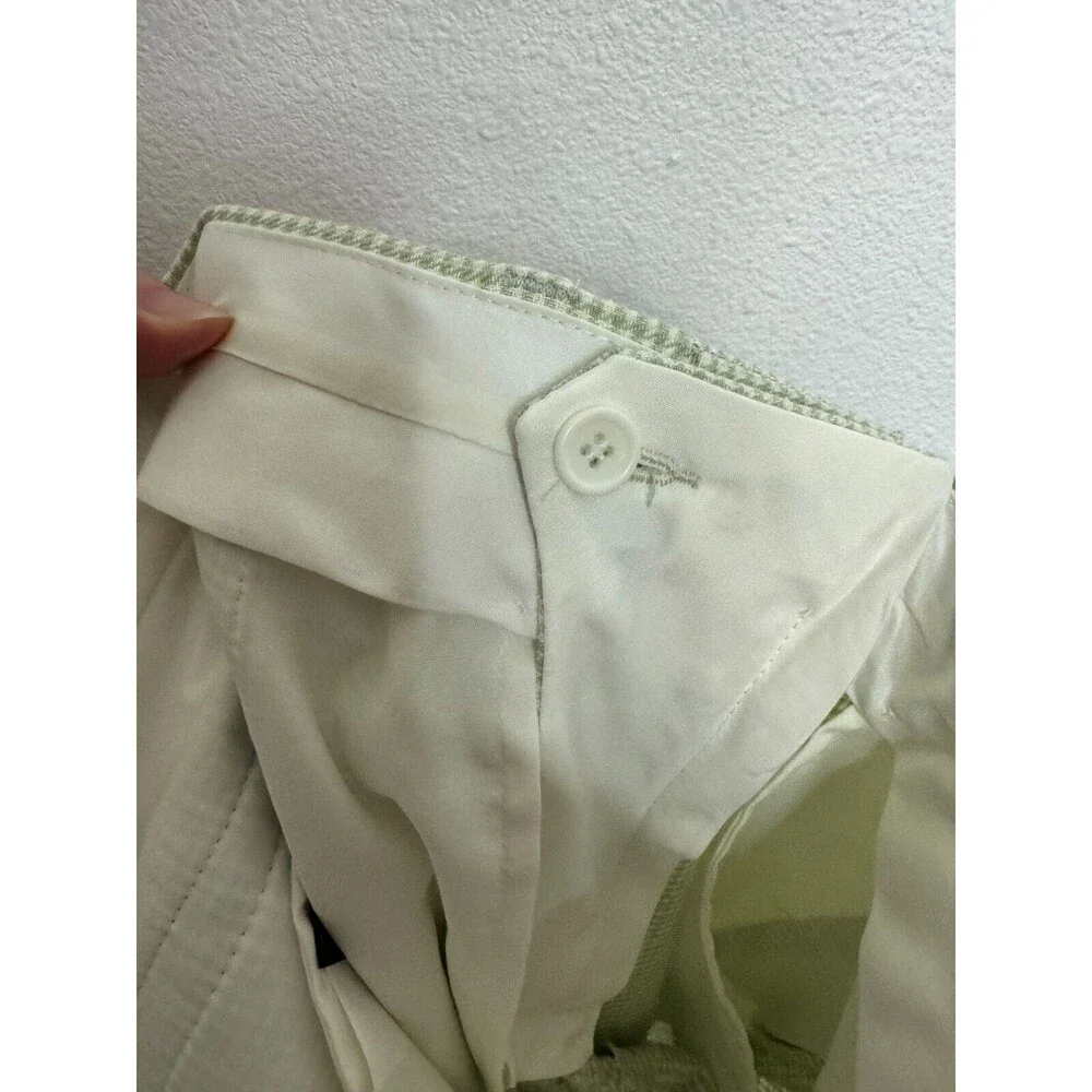 ASOS Design Sz 30 Super Skinny Suit Pant In Puppytooth Check Linen Green Stretch